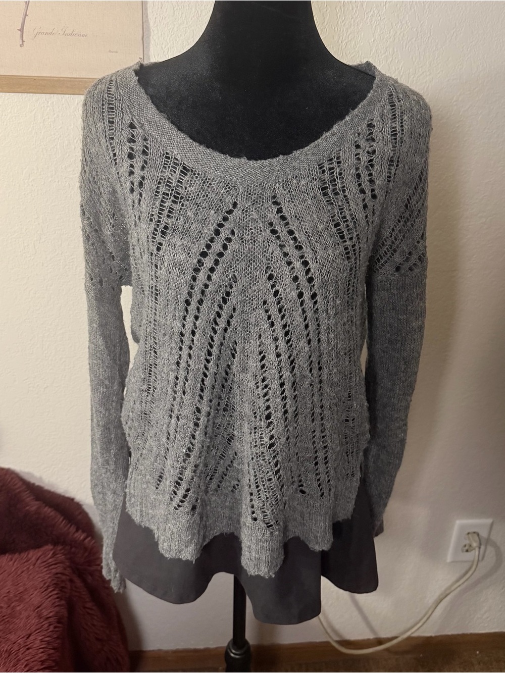 Lightweight Open Knit Gray Sweater
